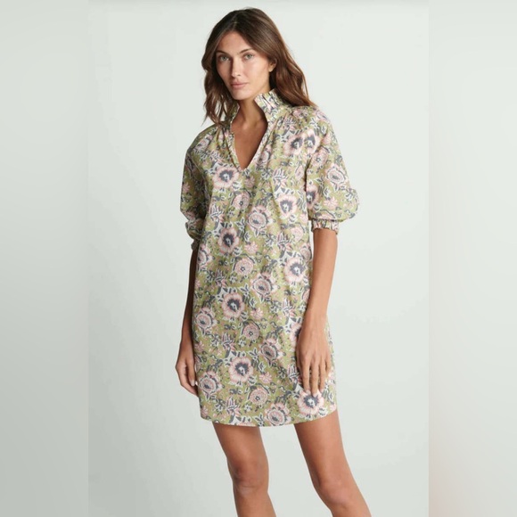 Sundays Spence Poplin Dress In Sage Floral M